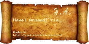 Havel Annamária névjegykártya